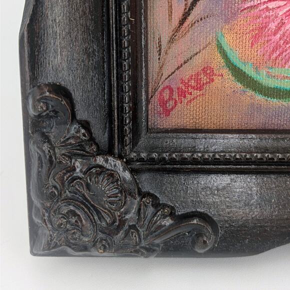 Goldfinch Bird Thistle Painting Framed Original Art 8x10 Canvas Signed Acrylic - Picture 4 of 11